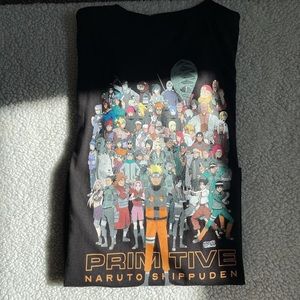 Black PRIMITIVE NARUTO SHIPPUDEN graphic characters tee